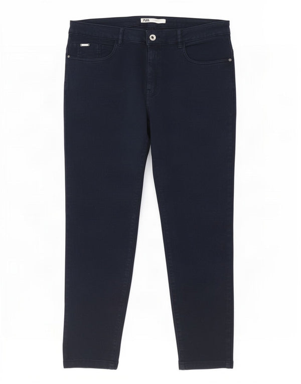 Zara Womens Crop Slim Jeans EU 46 2XL W36 L25 Azul Marinho Algodão