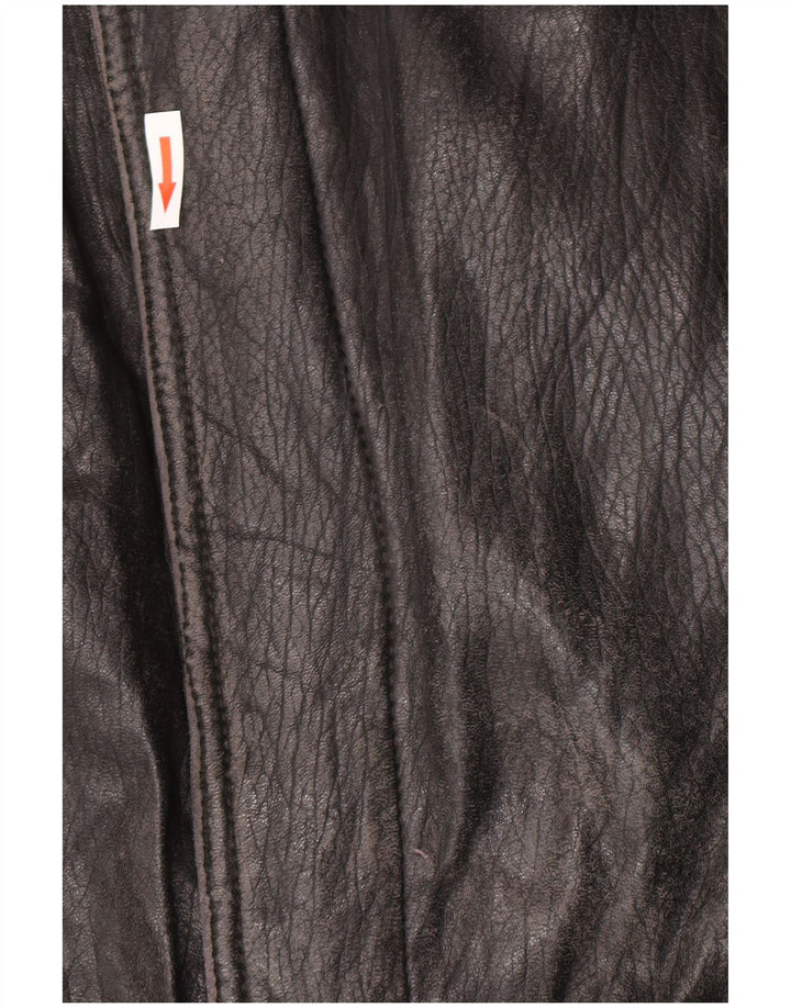 Jaqueta de couro feminina vintage IT 52 2XL couro preto