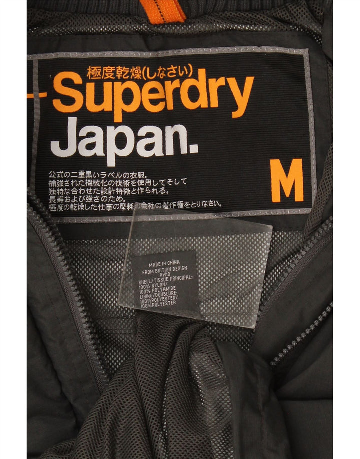 Jaqueta de chuva feminina Superdry UK 12 nylon cinza médio
