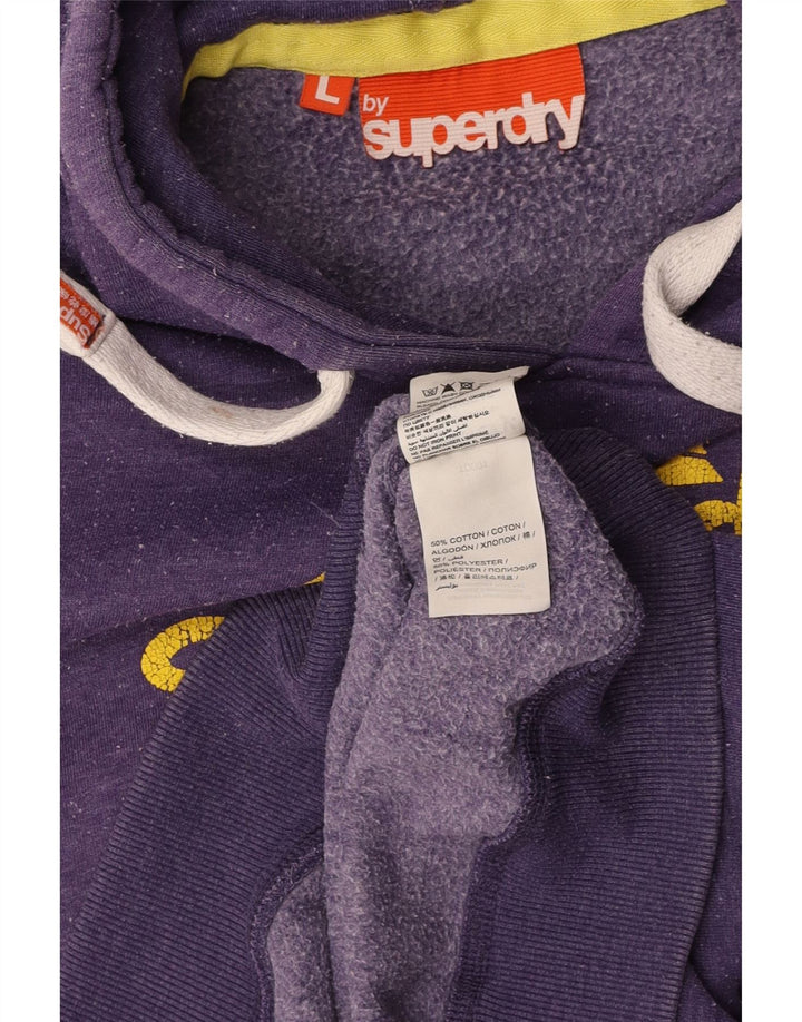 Jumper feminino com capuz gráfico SUPERDRY Reino Unido 14 grande algodão roxo