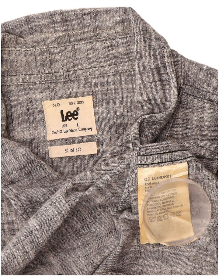 Camisa masculina Lee de flanela slim fit grande algodão manchado cinza