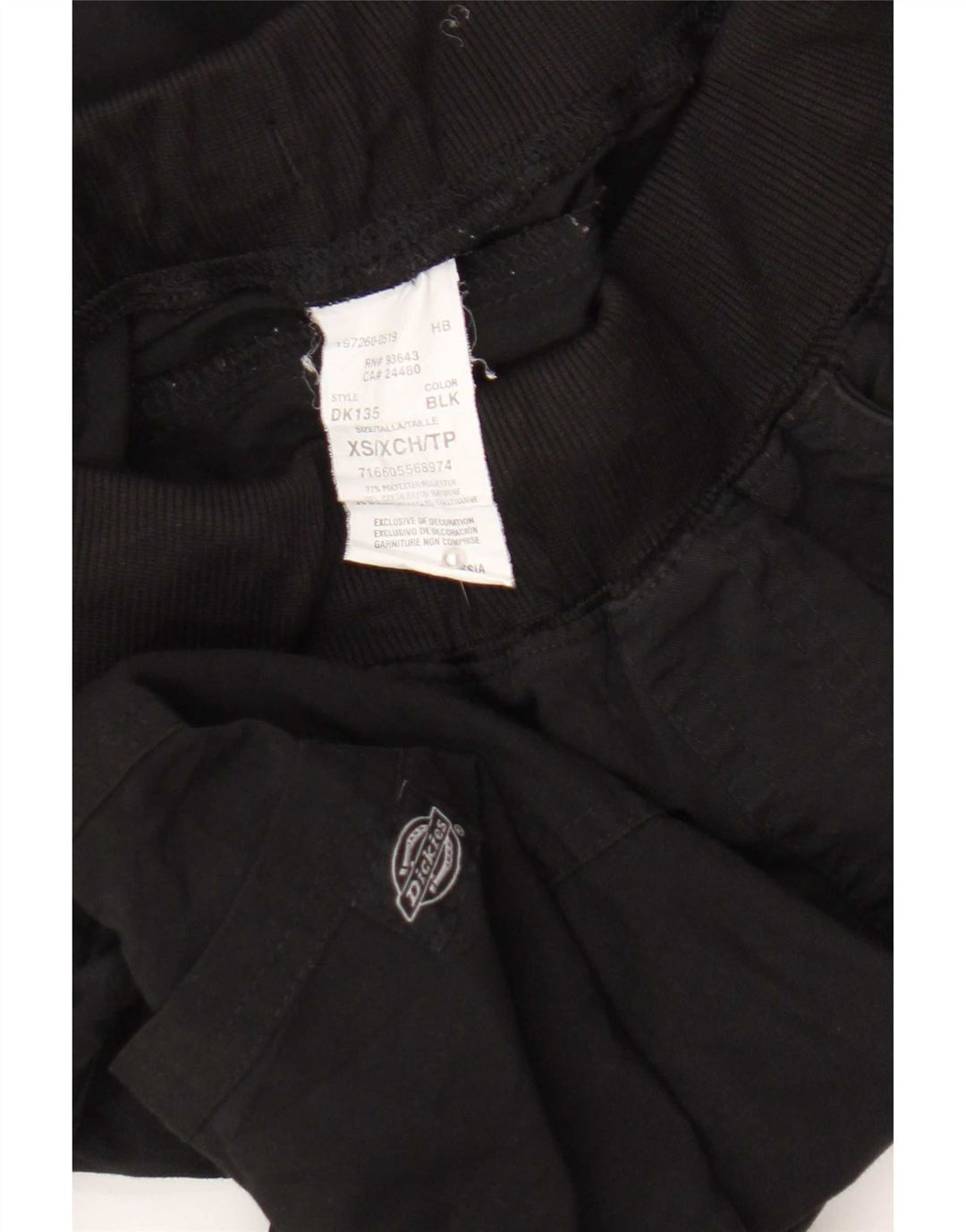 Calças cargo retas femininas Dickies XS W26 L28 poliéster preto
