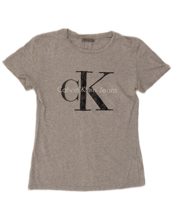 Camiseta feminina Calvin Klein Jeans com estampa gráfica, 10 pequenas cinza manchadas