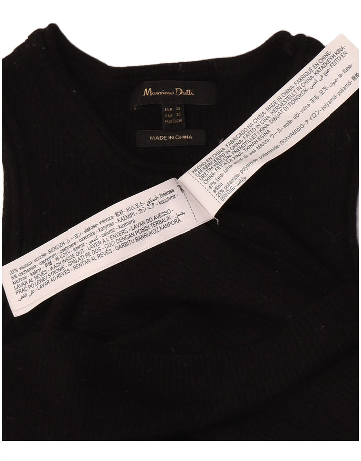 Colete feminino Massimo Dutti UK 4 XS lã preta