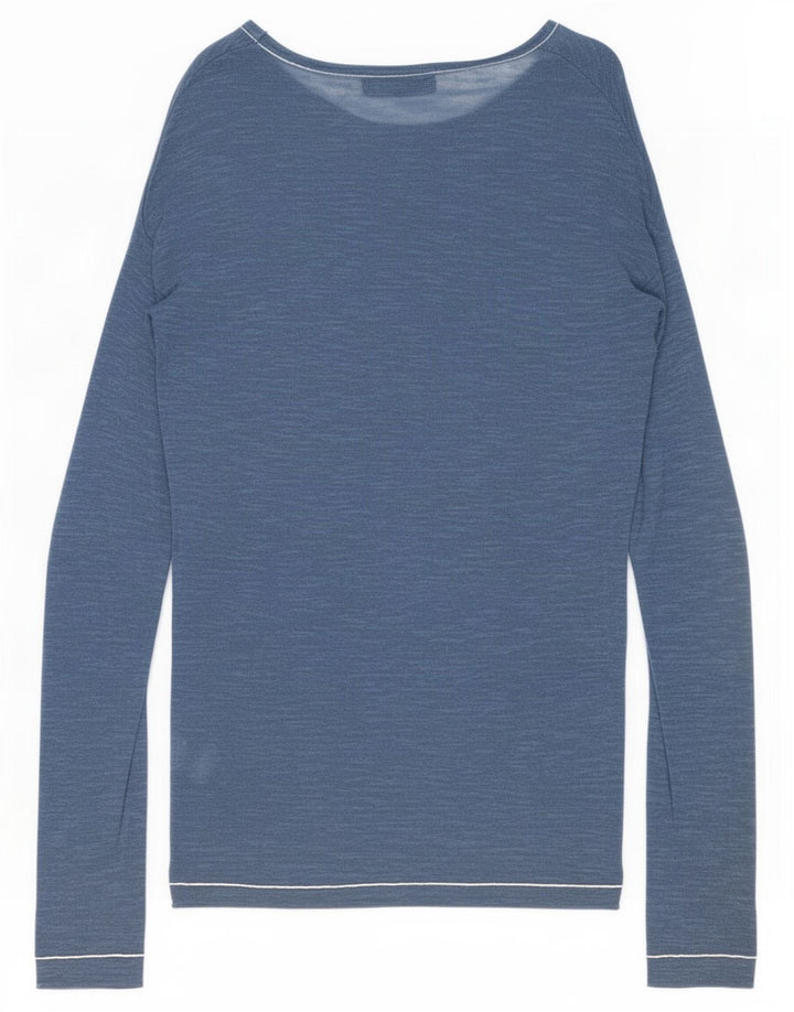 Zara Top masculino manga comprida grande algodão azul marinho