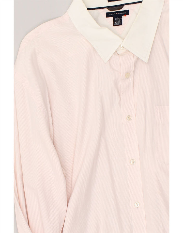 TOMMY HILFIGER Mens Shirt XL Pink Pinstripe Cotton | Vintage Tommy Hilfiger | Thrift | Second-Hand Tommy Hilfiger | Used Clothing | Messina Hembry 