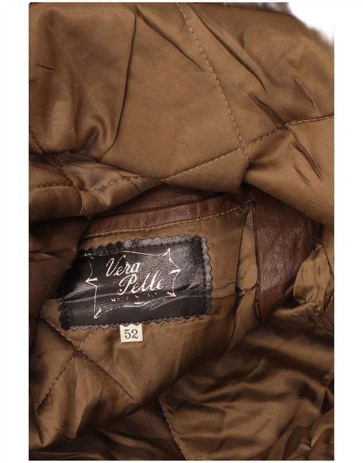 Jaqueta de couro masculina VINTAGE IT 52 XL couro marrom