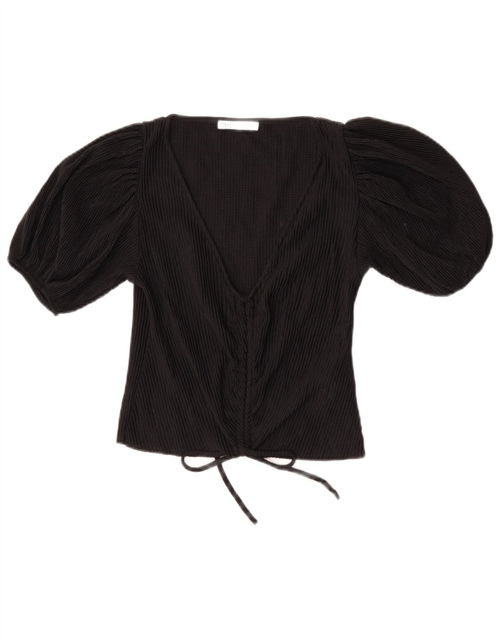 Blusa feminina Zara Top UK 8 pequeno poliéster preto