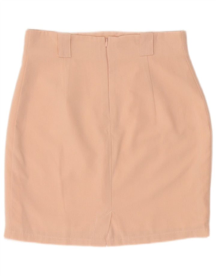 Saia lápis feminina vintage IT 40 pequena W27 poliéster bege
