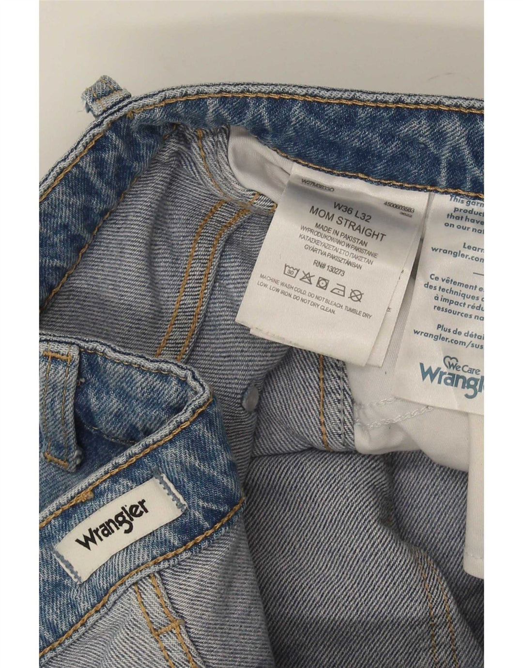 Wrangler Masculino Mom Straight Jeans W36 L32 Azul Algodão