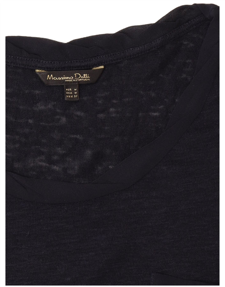 Camiseta feminina Massimo Dutti Top UK 12 Médio Azul Marinho