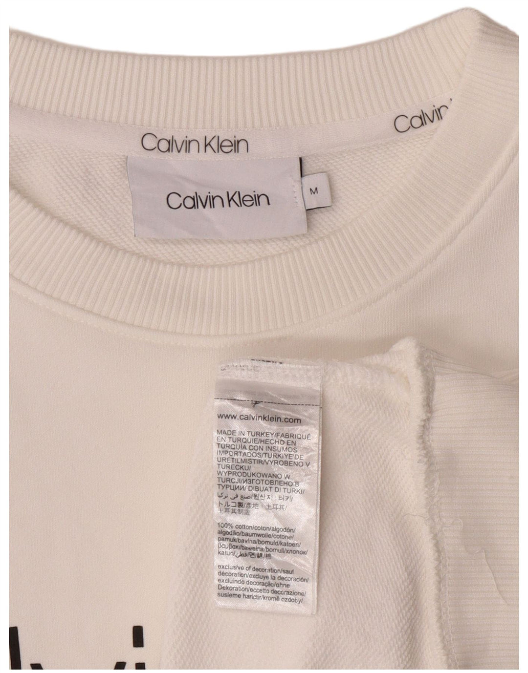 CALVIN KLEIN moletom gráfico masculino jumper médio algodão branco