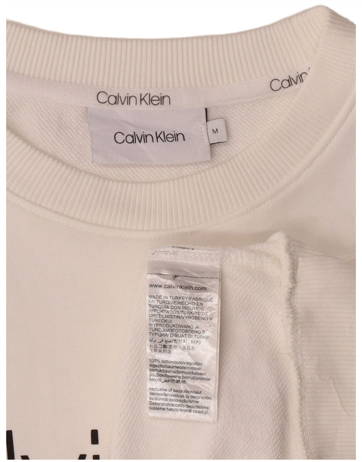CALVIN KLEIN moletom gráfico masculino jumper médio algodão branco