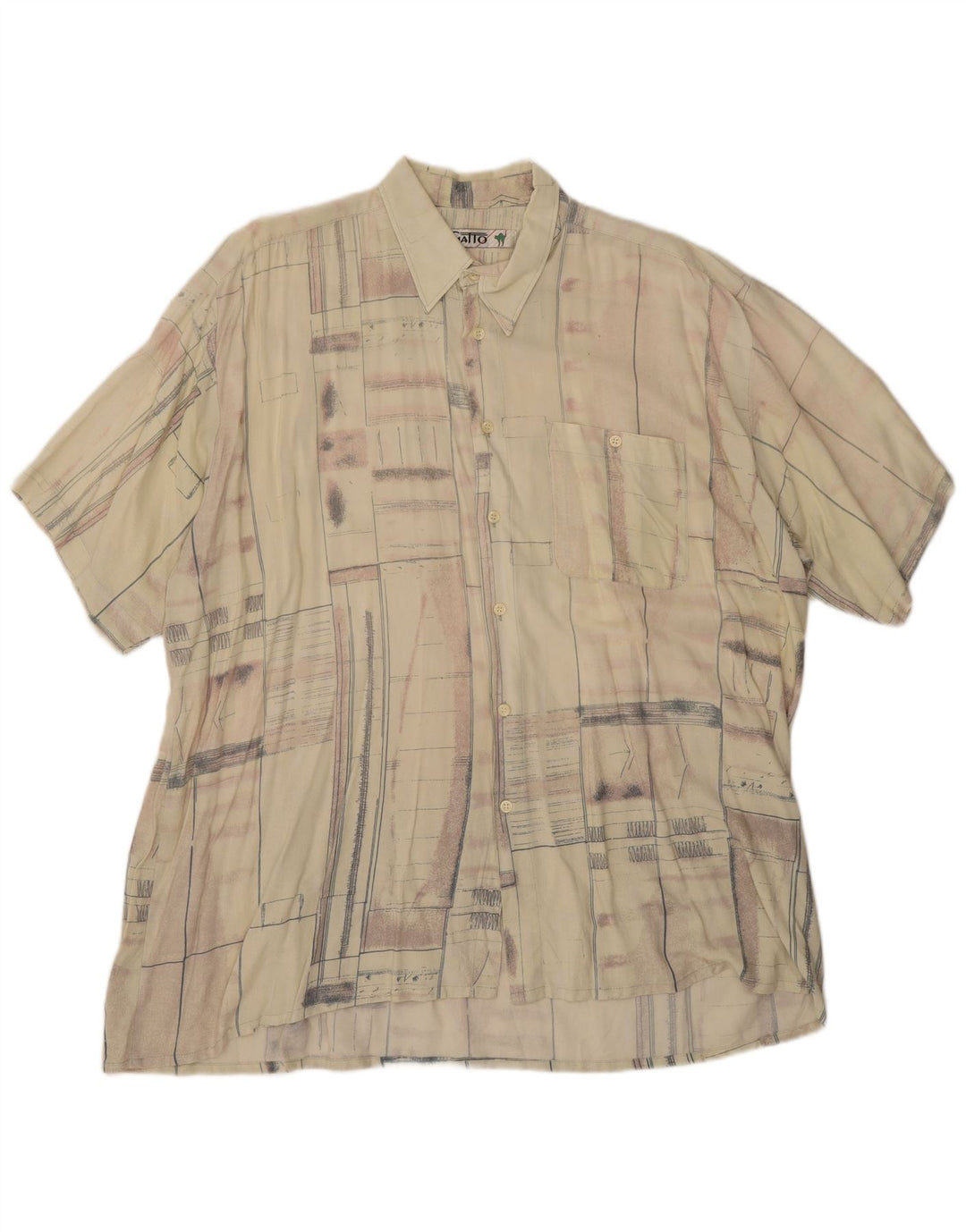 Camisa masculina vintage de manga curta XL bege