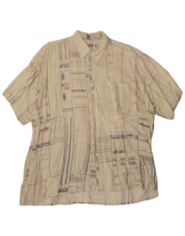 Camisa masculina vintage de manga curta XL bege