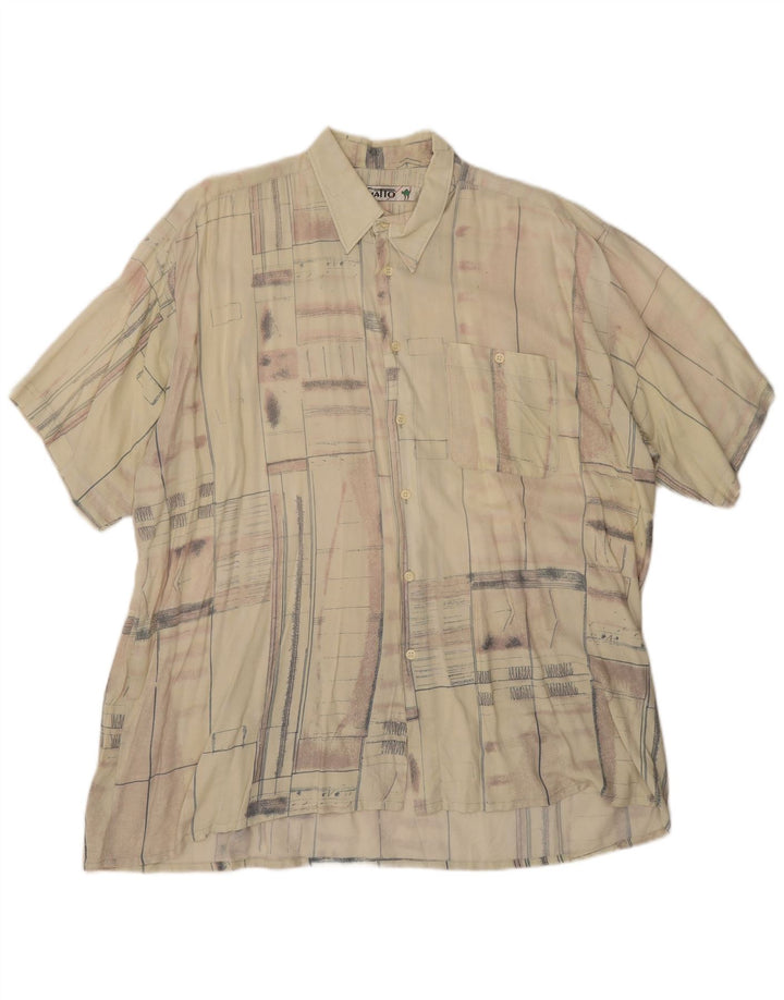 Camisa masculina vintage de manga curta XL bege