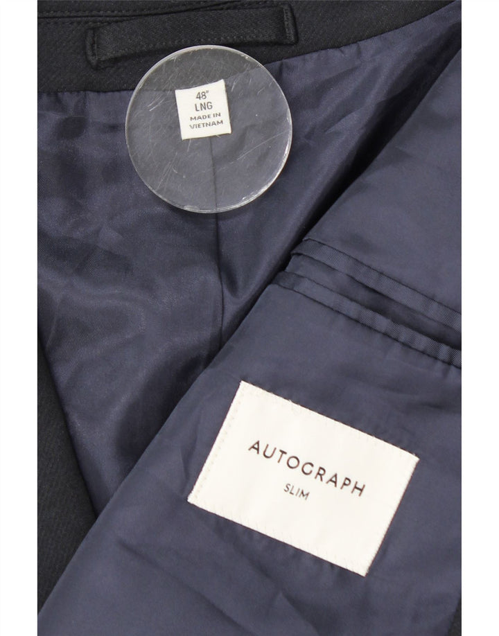Jaqueta Blazer Marks & Spencer Masculina Autograph Slim Fit Reino Unido 48 4XL Azul Marinho
