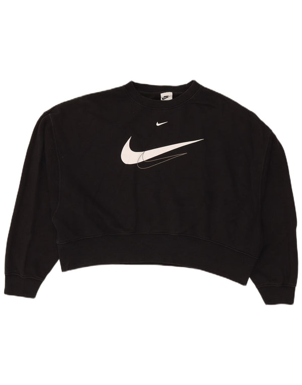 Moletom feminino Nike Crop Graphic Loose Fit Jumper UK 6 XS Algodão Preto