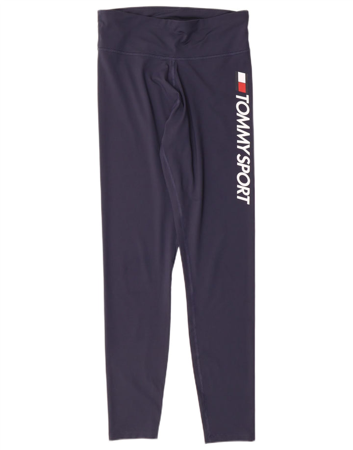 Tommy Hilfiger Leggings Gráficos Femininos Reino Unido 12 Poliéster Azul Marinho Médio