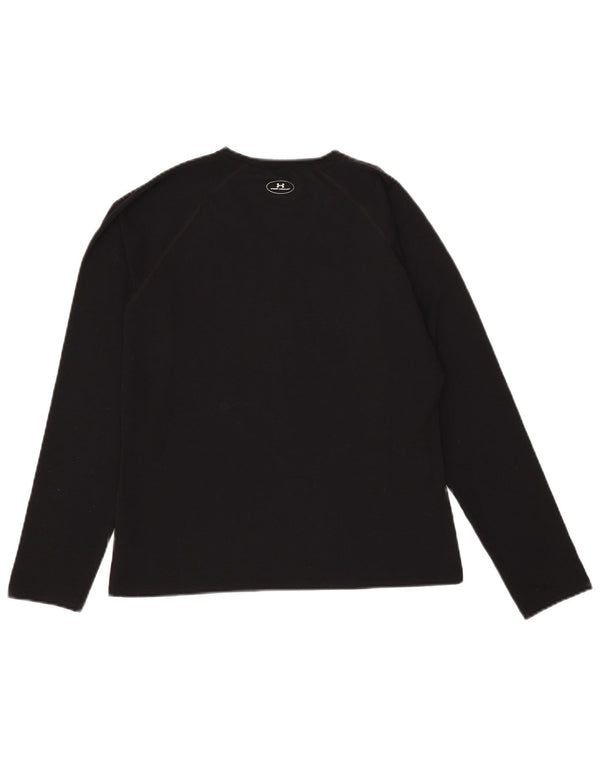 Top feminino Under Armour manga comprida UK 12 poliéster preto médio