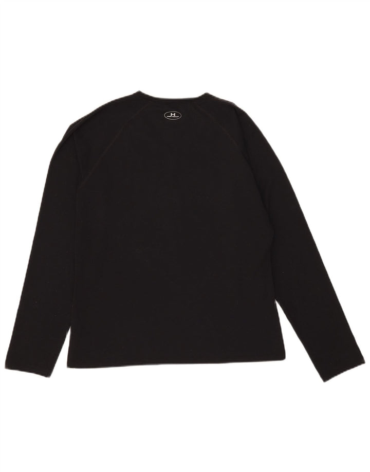 Top feminino Under Armour manga comprida UK 12 poliéster preto médio