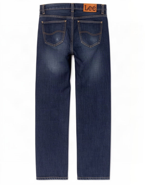 Lee Mens Straight Jeans W29 L32 Azul Marinho Algodão