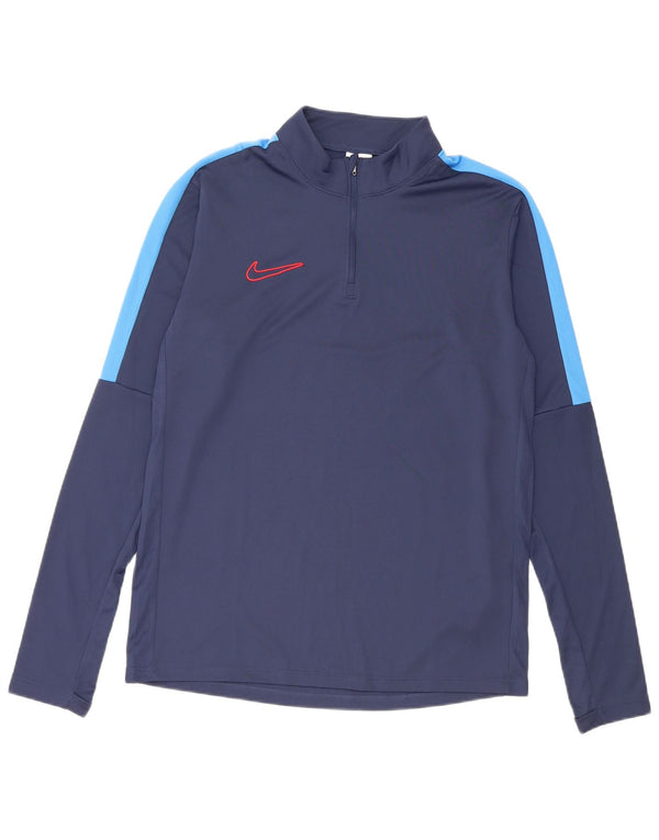 Nike Mens Dri Fit Pullover Treino Top Médio Azul Marinho Colourblock