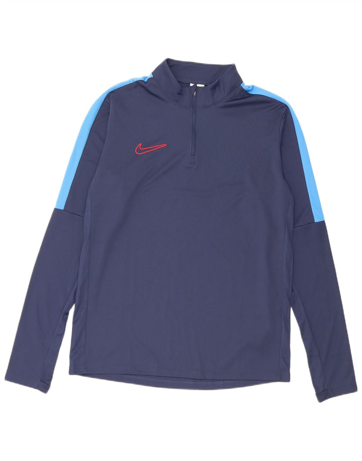 Nike Mens Dri Fit Pullover Treino Top Médio Azul Marinho Colourblock