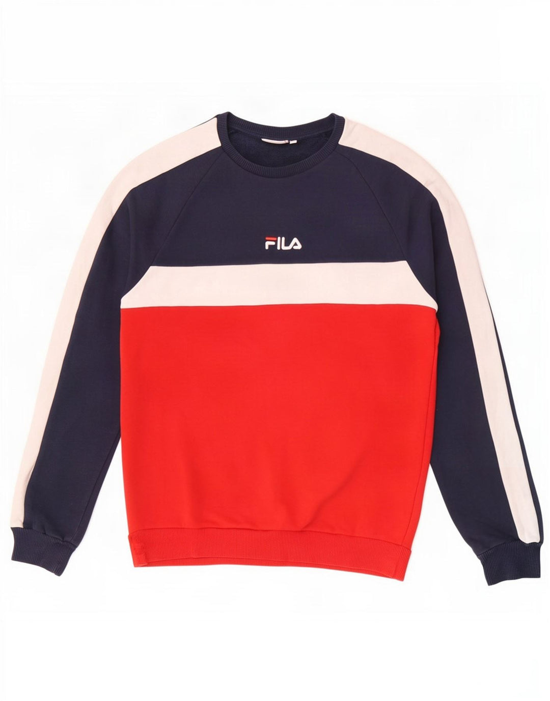 Fila moletom masculino jumper médio azul marinho algodão colorblock