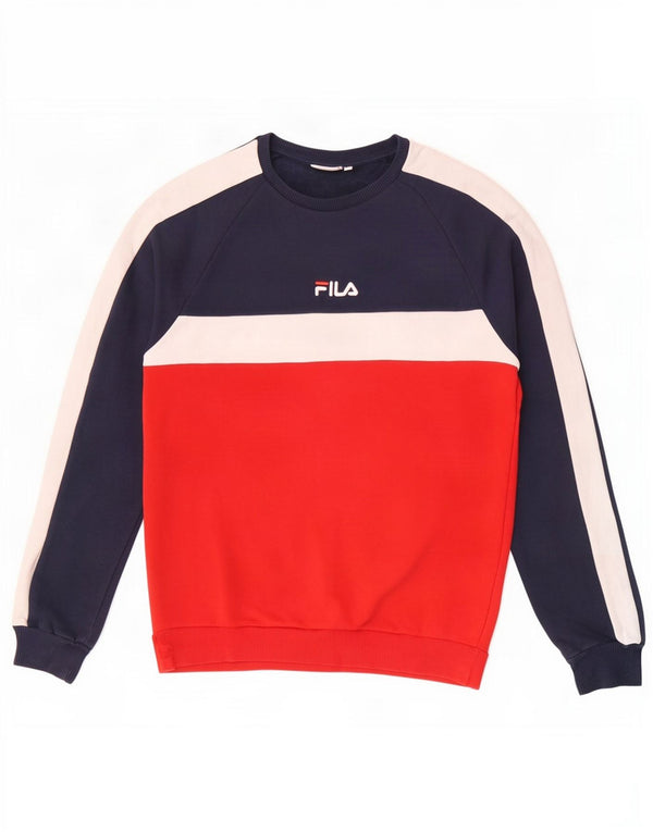Fila moletom masculino jumper médio azul marinho algodão colorblock