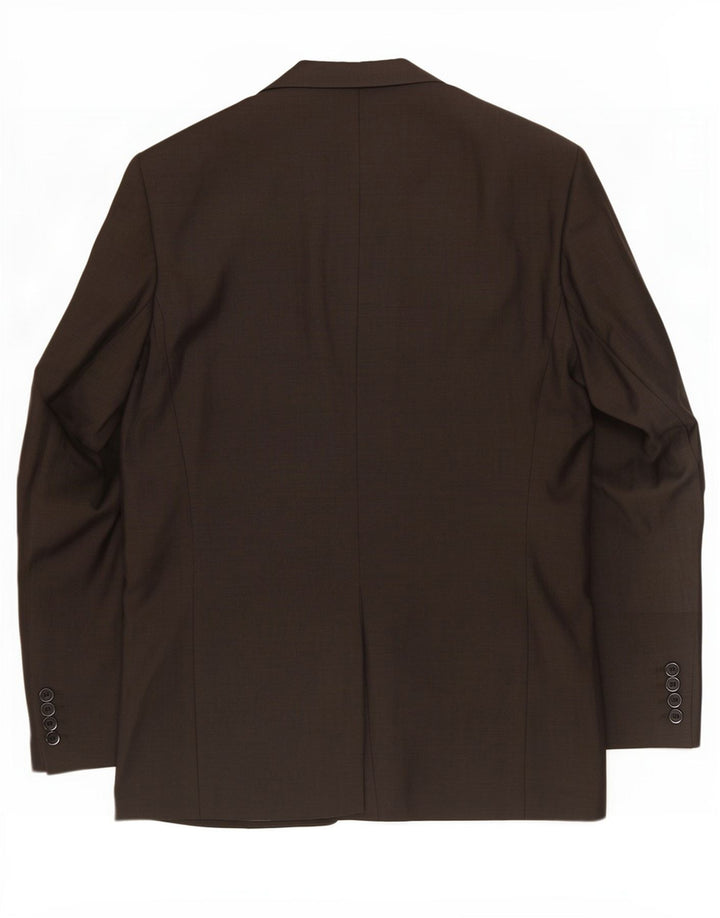 Jaqueta blazer masculina Hugo Boss com 3 botões UE 51 grande lã virgem marrom
