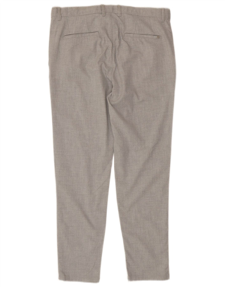 Zara Mens Slim Fit Chino Calças EU 40 Médio W31 L29 Poliéster Cinza