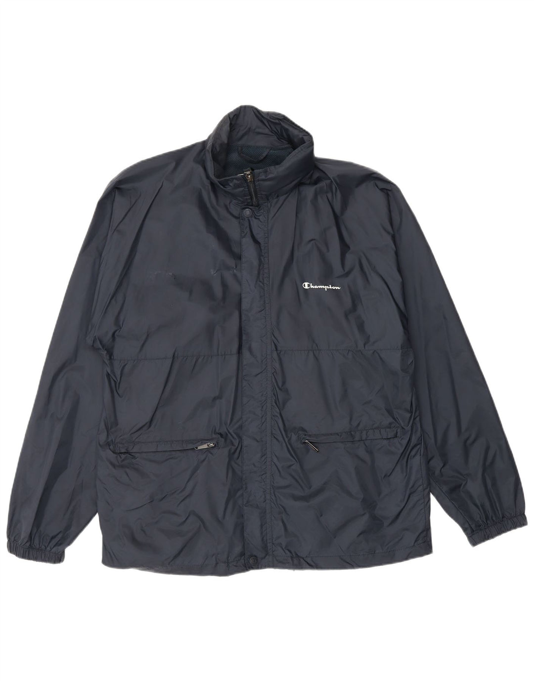 Jaqueta de chuva masculina com capuz Champion UK 36 pequena azul marinho poliamida