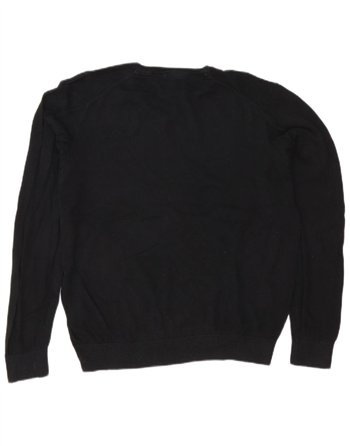 Suéter masculino Marks & Spencer com ajuste regular e decote em V, grande algodão preto