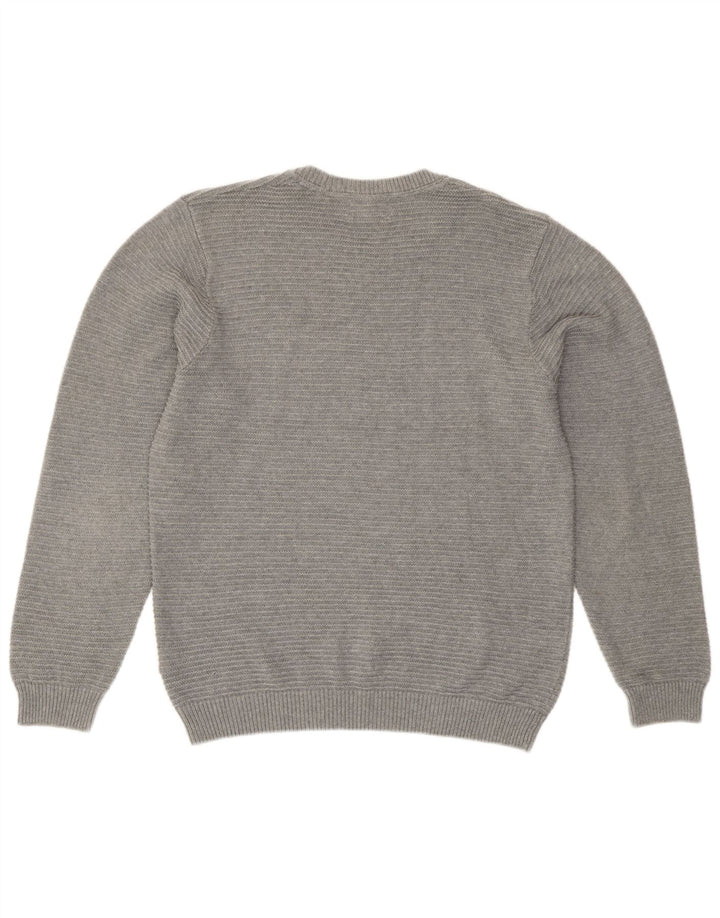 Suéter masculino Marks & Spencer com ajuste personalizado e gola redonda cinza médio