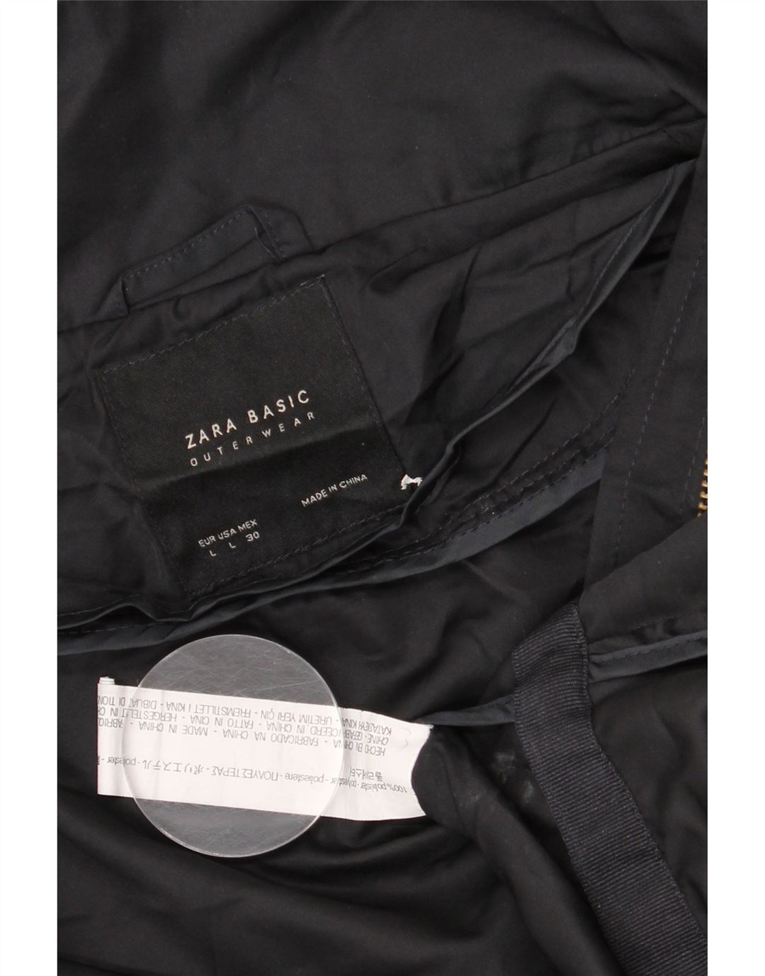 Jaqueta de chuva feminina com capuz Zara Reino Unido 16 grande poliéster preto