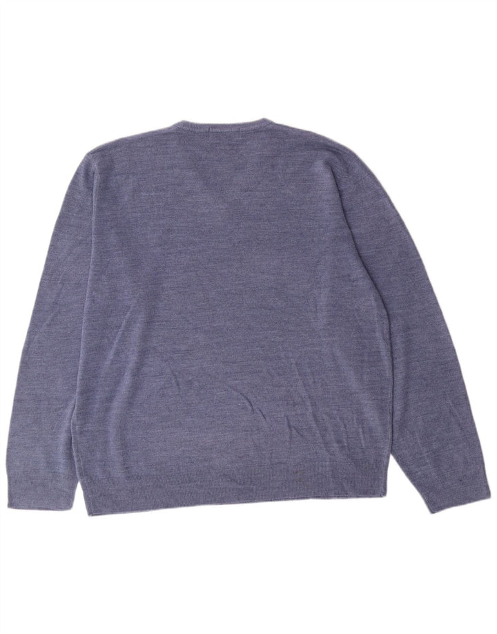 Suéter masculino MARKS & SPENCER Blue Harbor com decote em V XL azul clássico