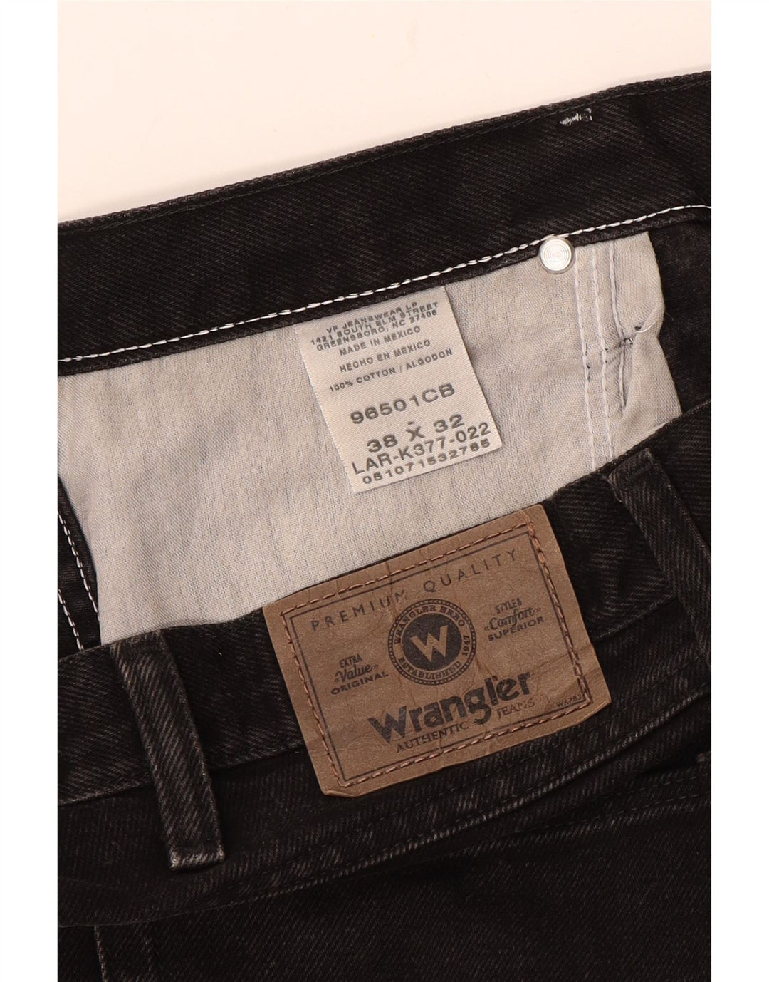 Wrangler Mens Straight Jeans W38 L26 Algodão Preto