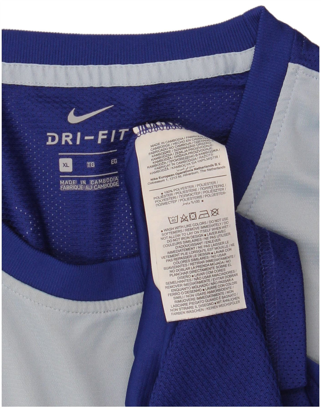 Camiseta masculina Nike Dri Fit Top XL azul colorblock poliéster