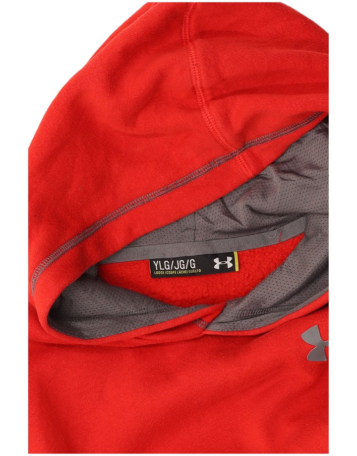 UNDER ARMOUR Boys Hoodie Jumper 11-12 Years Large Red