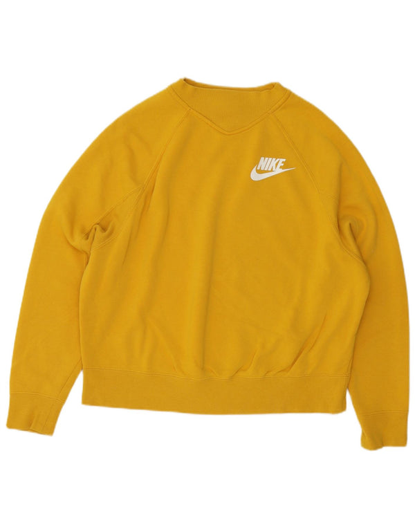 Nike feminino oversized moletom jumper reino unido 10 pequeno algodão amarelo