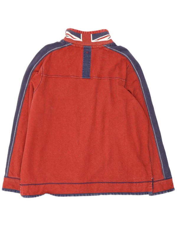 Moletom masculino Fat Face com zíper e pescoço 2XL algodão colorblock vermelho
