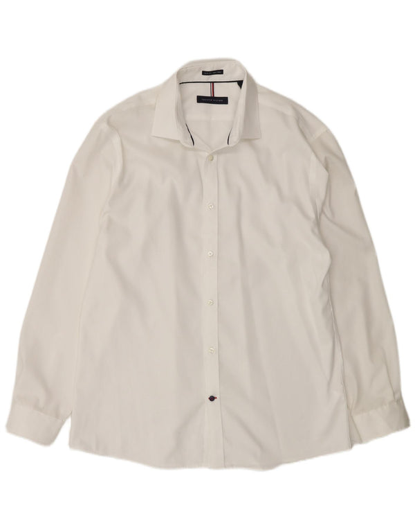 Tommy Hilfiger Mens Slim Fit Camisa Tamanho 16 Grande Branco