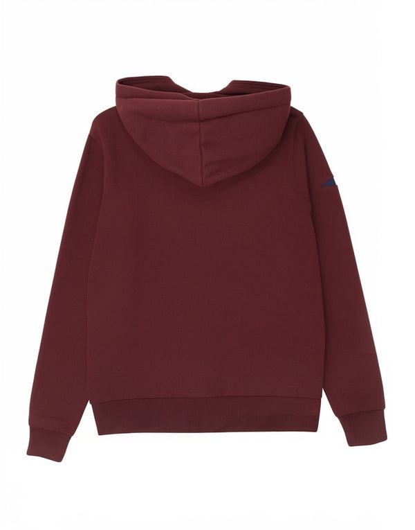 Superdry feminino gráfico moletom com capuz Reino Unido 10 pequeno algodão borgonha
