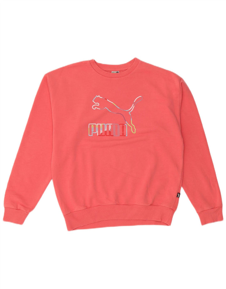 Puma feminino gráfico oversized moletom jumper Reino Unido 10 pequeno algodão rosa