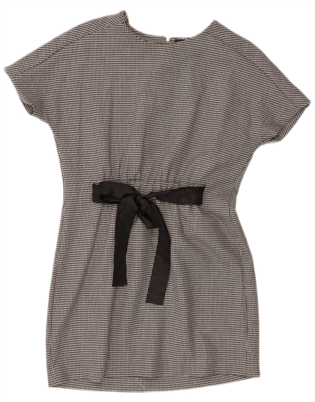Zara Vestido feminino Trafaluc básico UK 10 pequeno preto houndstooth poliéster