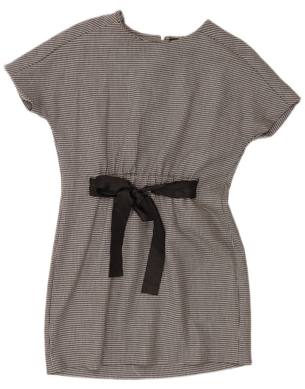Zara Vestido feminino Trafaluc básico UK 10 pequeno preto houndstooth poliéster