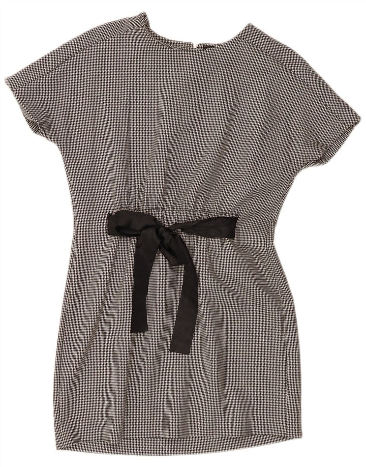 Zara Vestido feminino Trafaluc básico UK 10 pequeno preto houndstooth poliéster