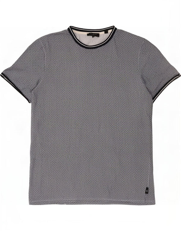 Camiseta masculina Ted Baker tamanho superior 4 grande algodão manchado cinza