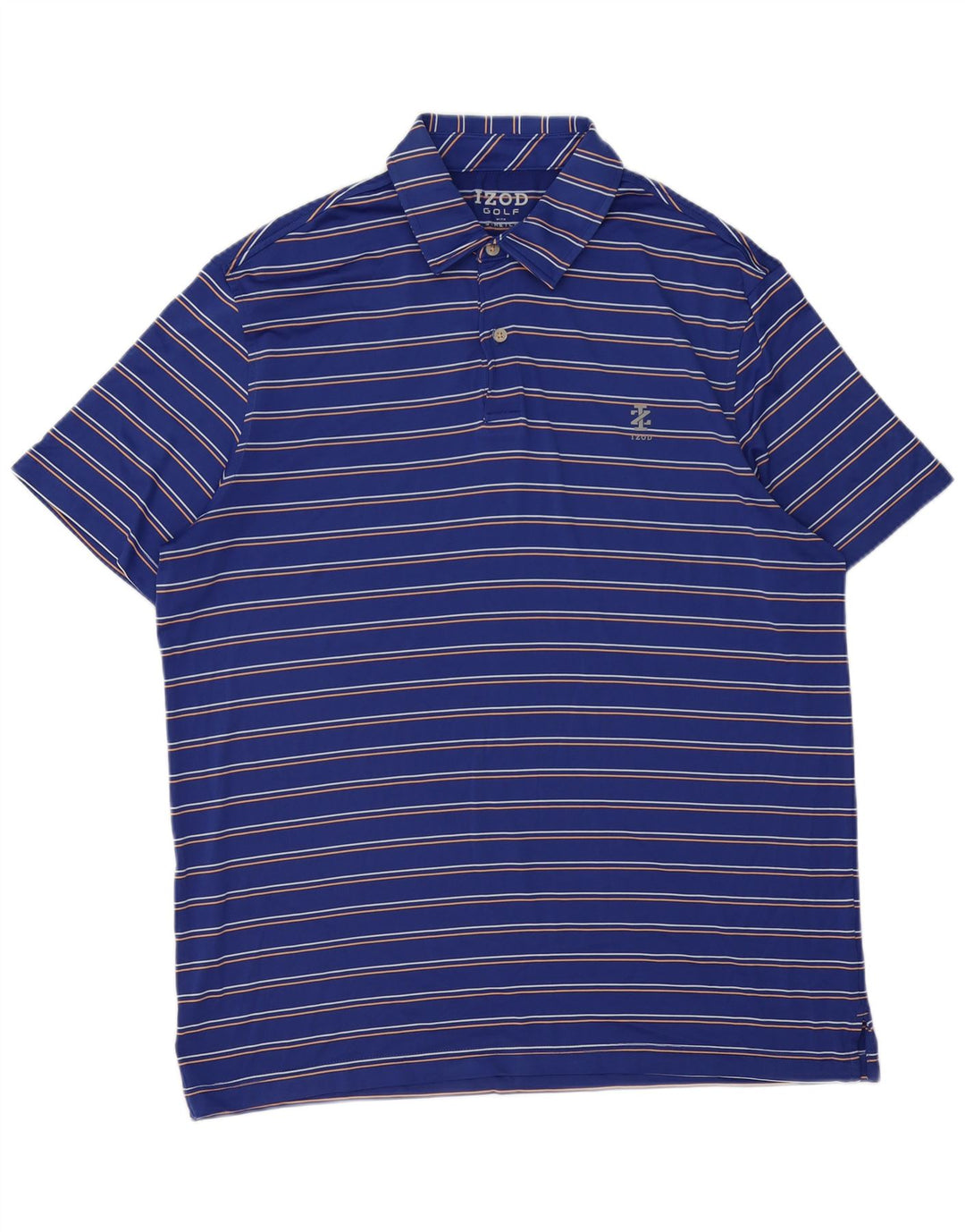 Camisa polo masculina de golfe IZOD grande poliéster listrado azul